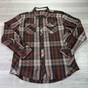 Outpost Makers Shirt Mens XL Brown Plaid Long Sleeve Flannel Button Up Casual